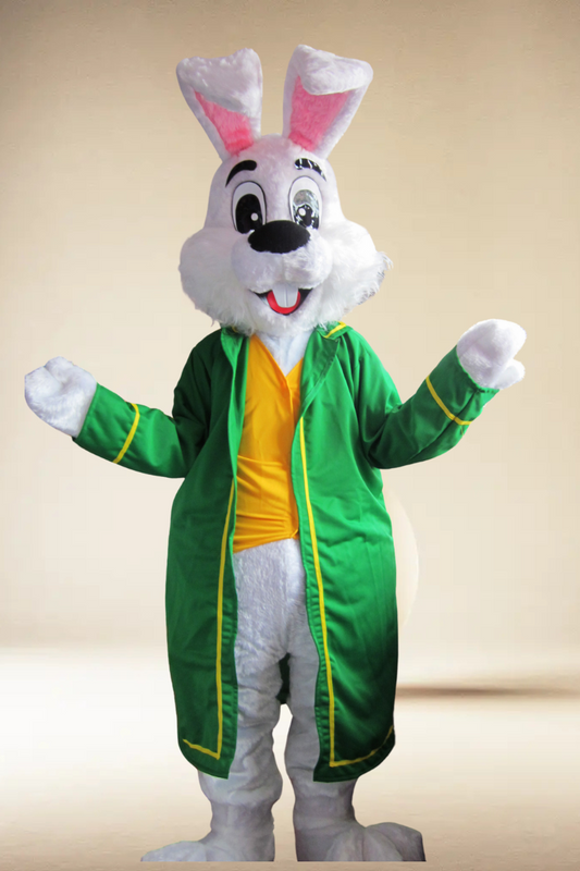 Charming Easter Bunny Mascot Costume with Green Coat