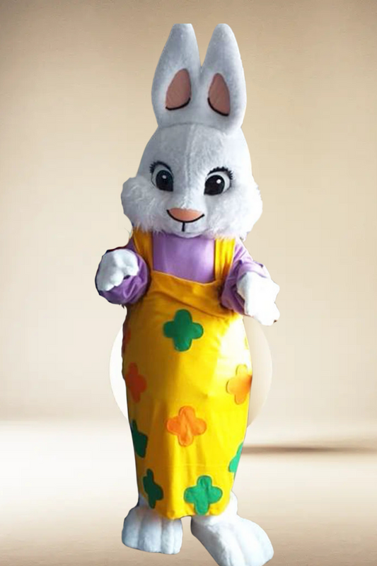 Adult Bunny Mascot Costume with Colorful Dress